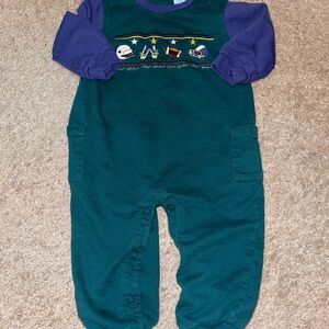 Cozy Kids Footie in Green and Purple